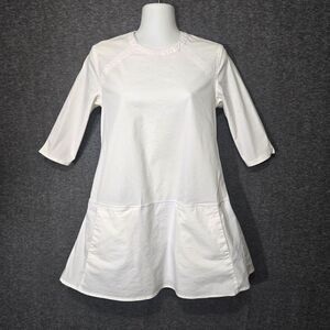Stelen Tunic Top Dress Womens Small White Half Sleeve A-Line Mini Lagenlook
